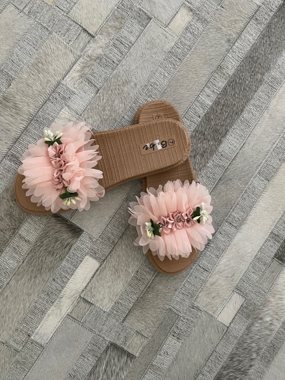 Pink Floral Slide Sandals - Picture 2 of 3